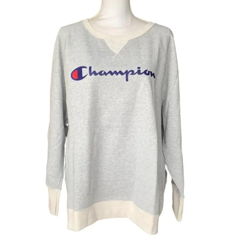 Champion Oxford Fleece pullover sweatshirt grey plus size 4X logo classic - Picture 13 of 13